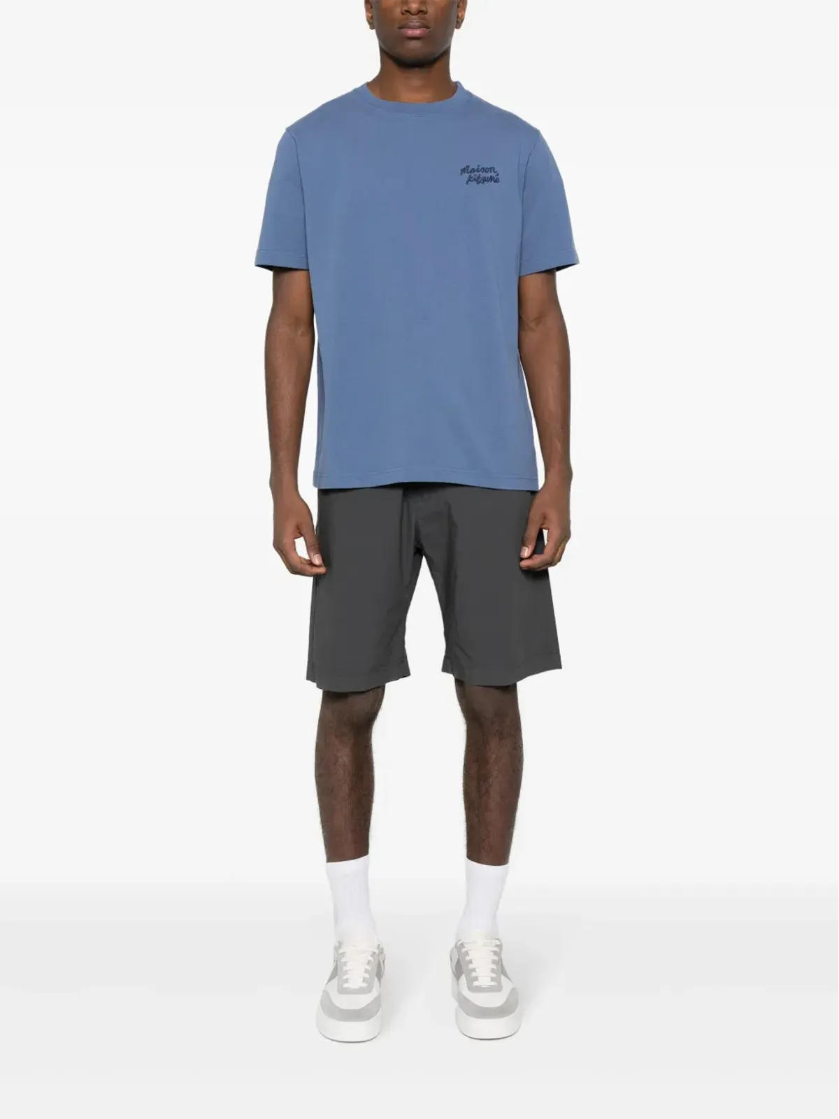Maison Kitsuné ハンドライティング ロゴ コットン Tシャツ - ブルー - 画像2
