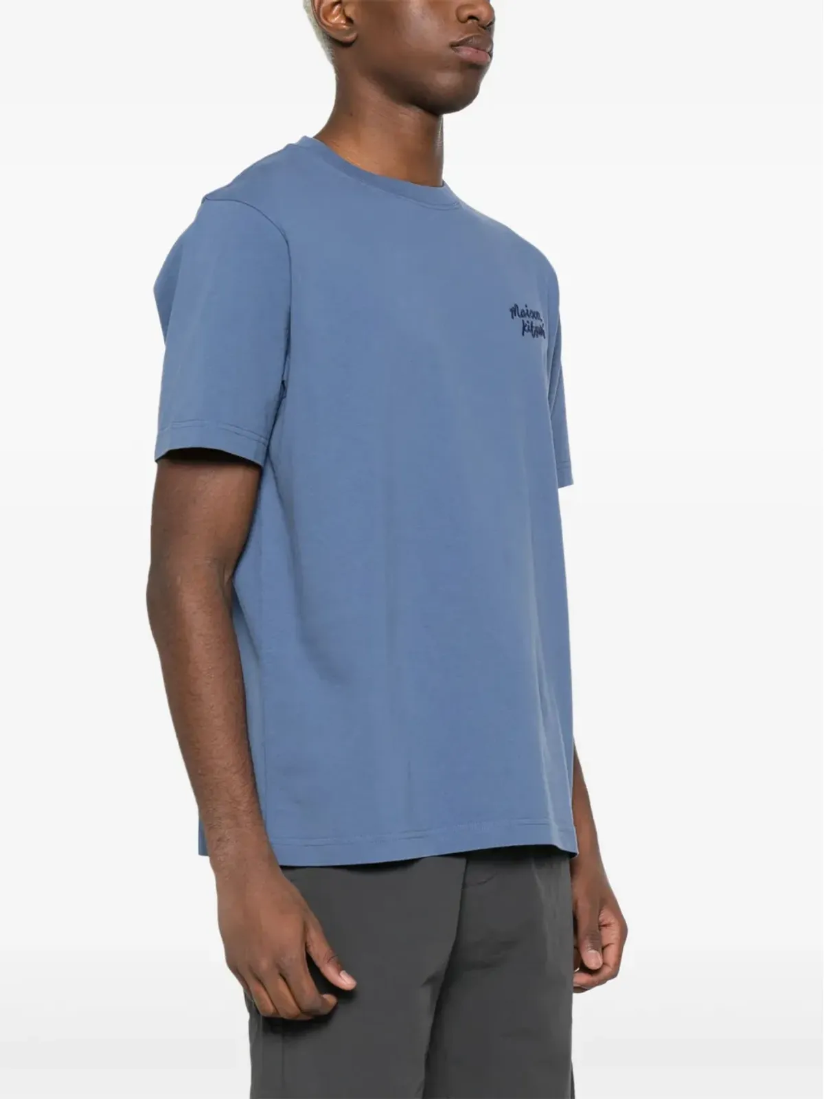 Maison Kitsuné ハンドライティング ロゴ コットン Tシャツ - ブルー - 画像3