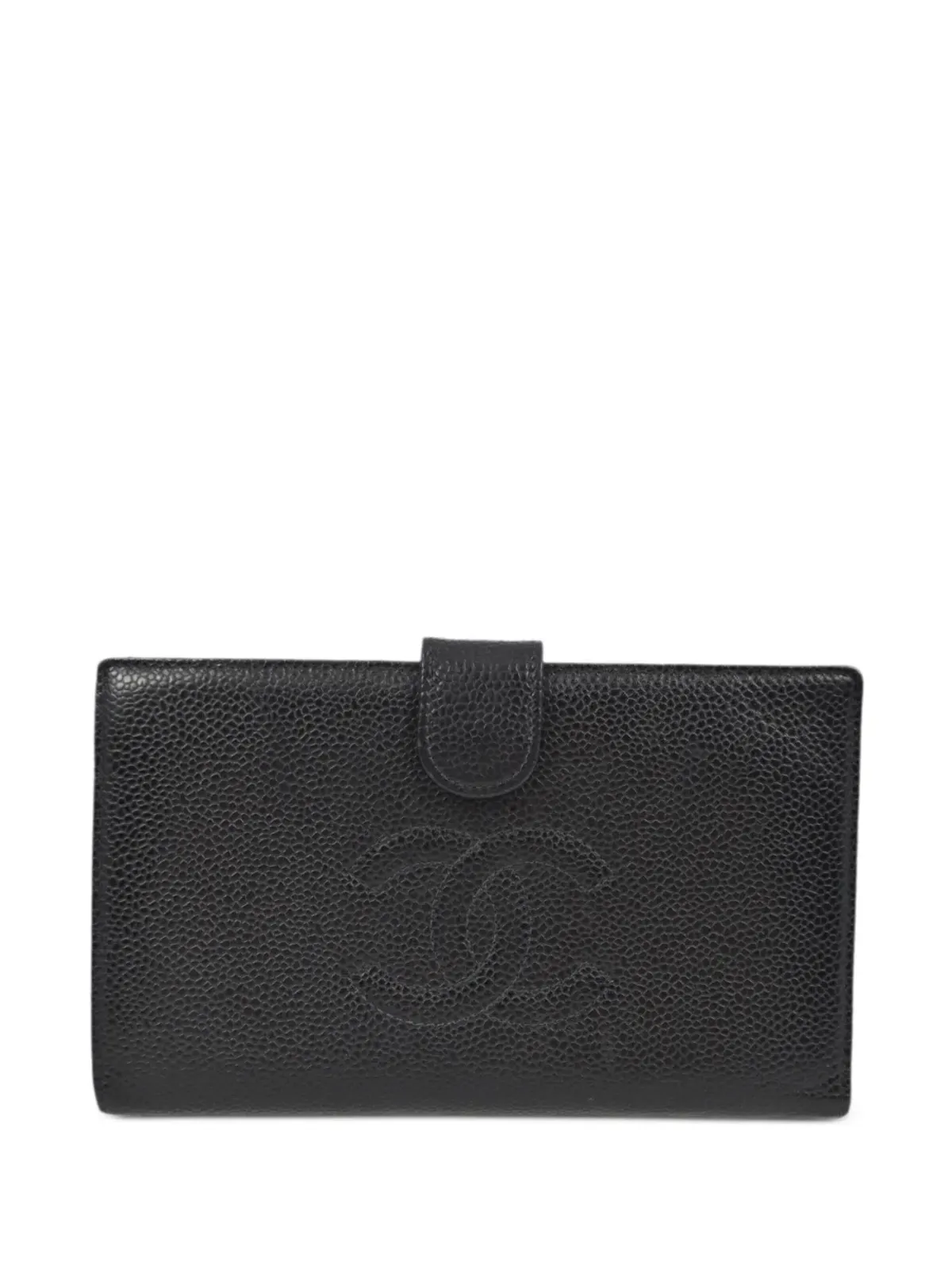 CHANEL ビンテージ 2000 CCステッチ ロングフラップ ウォレット - ブラック - 画像1