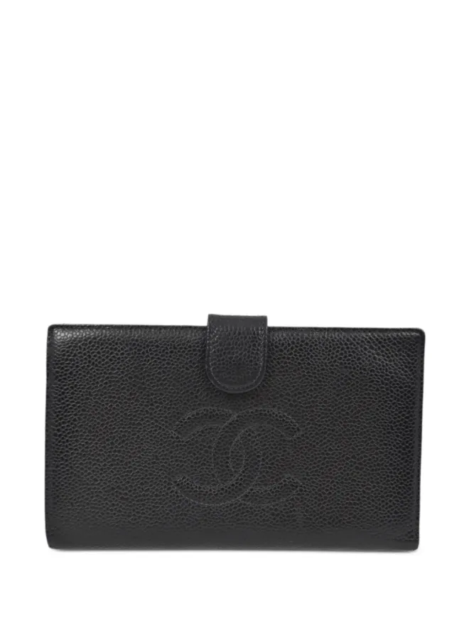 CHANEL Pre-Owned CHANEL ビンテージ 2000 CCステッチ ロングフラップ ウォレット - ブラックの商品画像