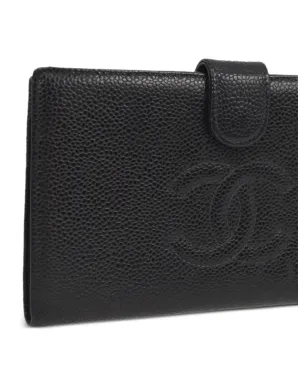 CHANEL ビンテージ 2000 CCステッチ ロングフラップ ウォレット - ブラック - サムネイル3