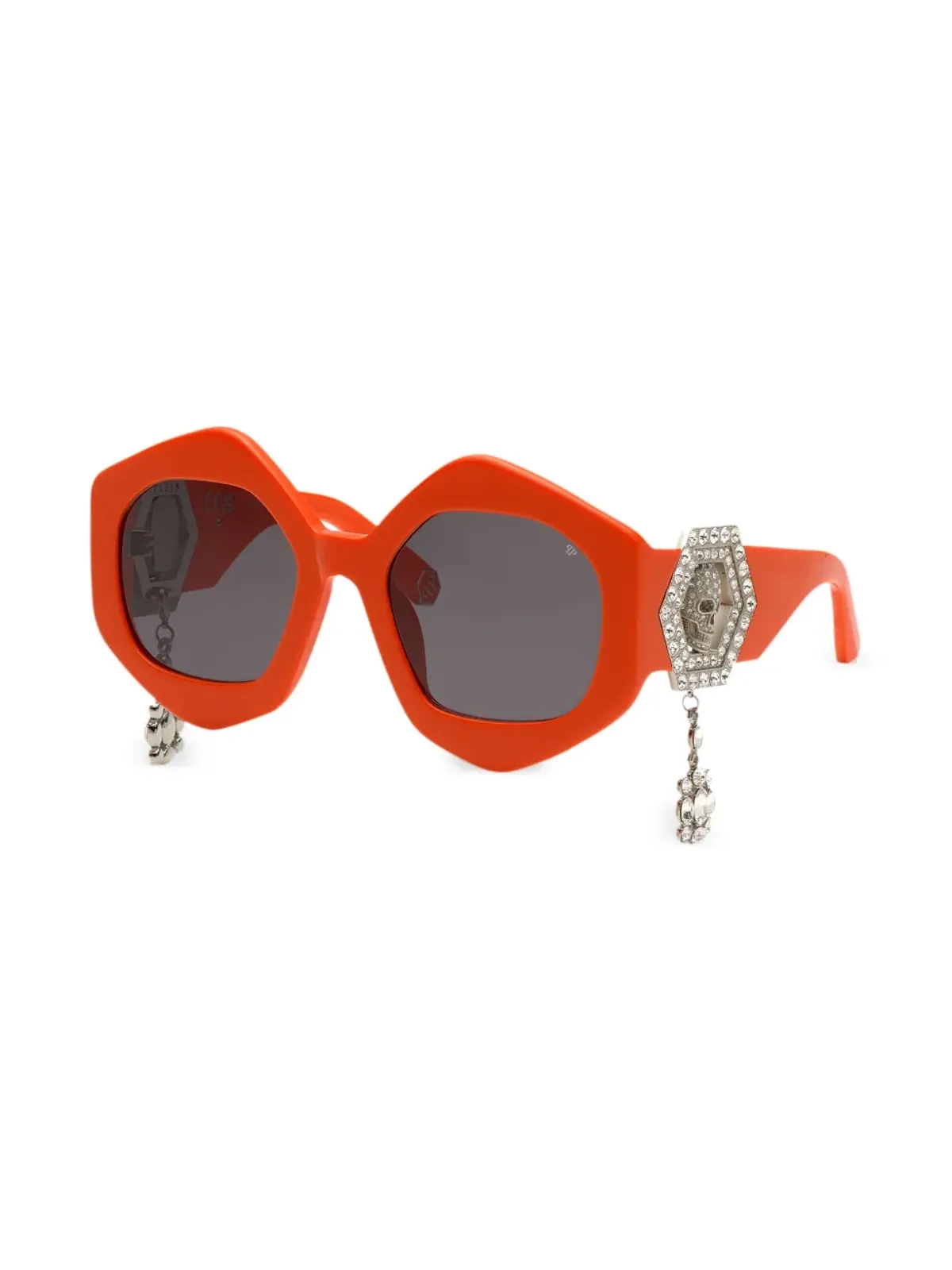 Philipp Plein Eyewear スカルチャーム六角形フレーム サングラス - オレンジ - 画像2