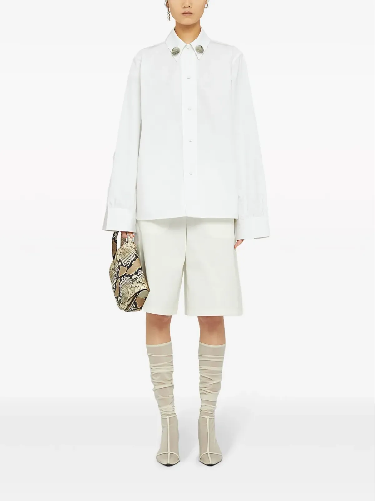 Jil Sander ジュエルクリップ コットン シャツ - ホワイト - 画像2