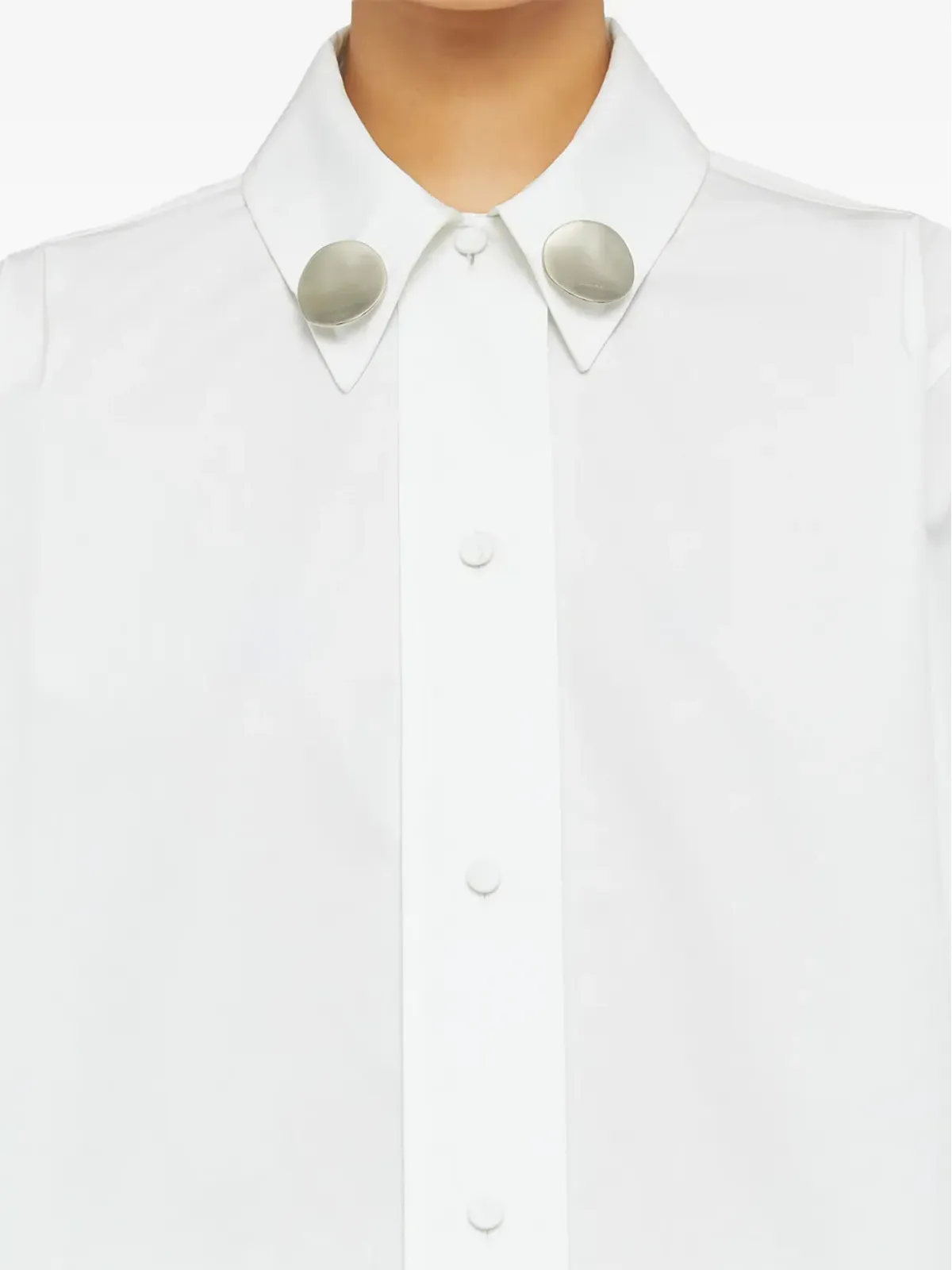 Jil Sander ジュエルクリップ コットン シャツ - ホワイト - 画像4