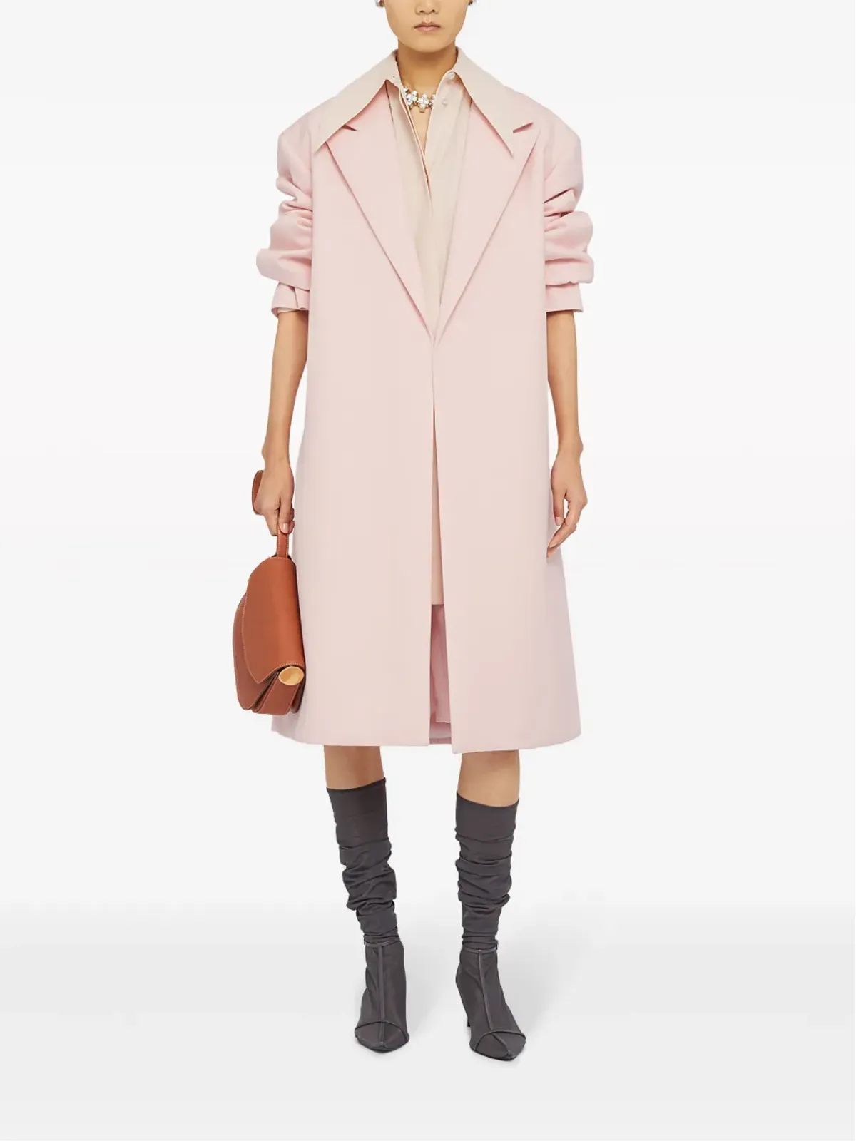 Jil Sander ベルト付きピークドラペルコート - White - 画像2
