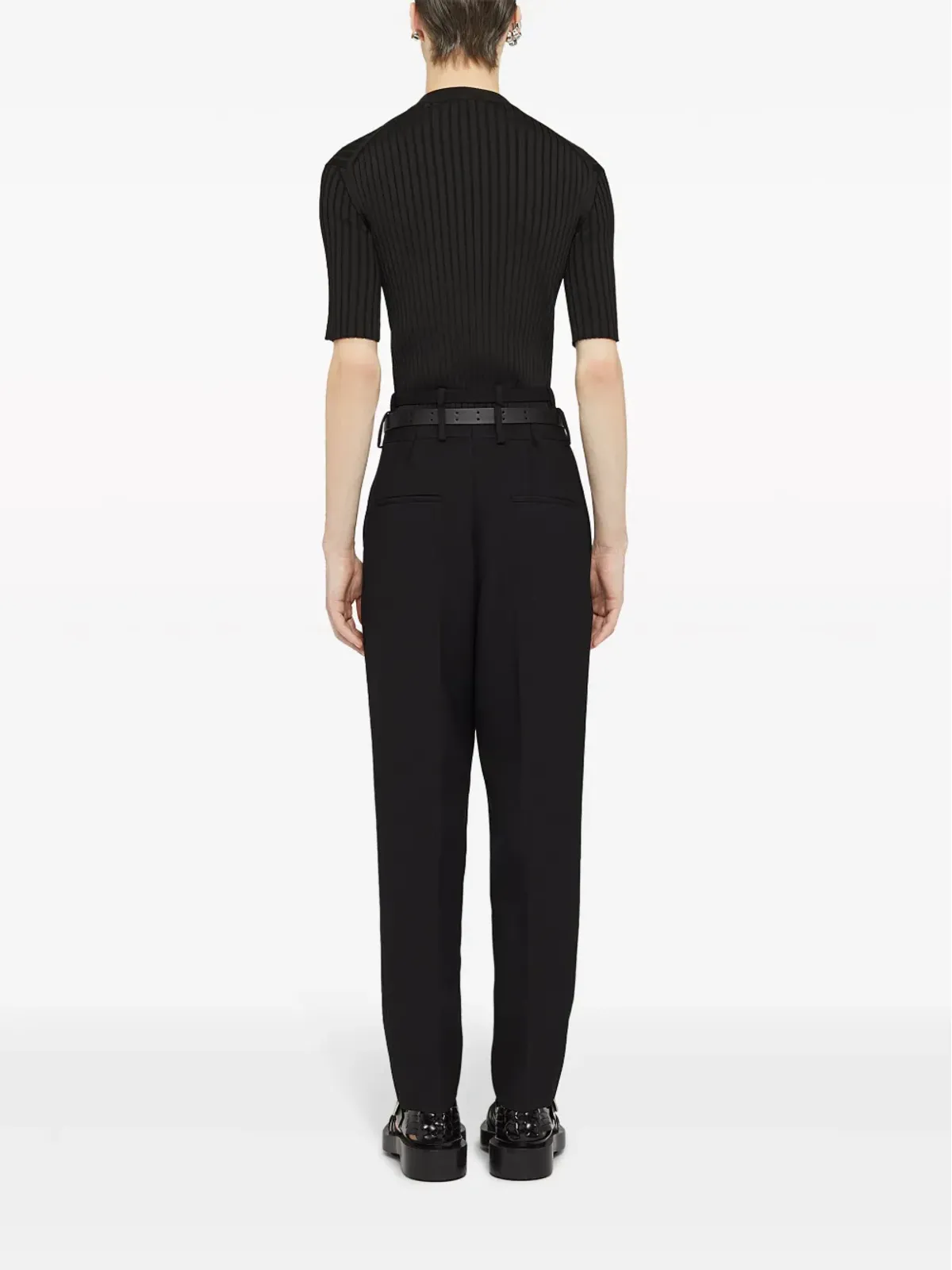 Jil Sander リブ編みVネックTシャツ - 画像3
