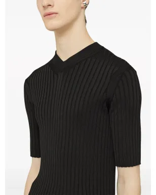 Jil Sander リブ編みVネックTシャツ - サムネイル4