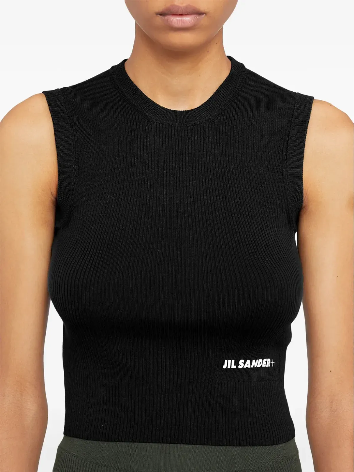 Jil Sander ロゴプリント コットン ベストトップ - ブラック - 画像4