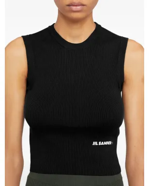 Jil Sander ロゴプリント コットン ベストトップ - ブラック - サムネイル4