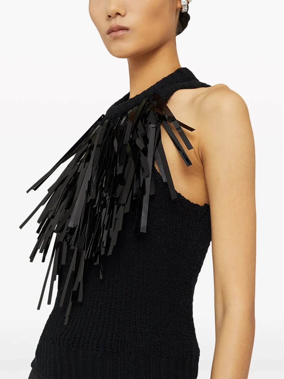 Jil Sander フリンジトリム付きニットトップ - 画像4