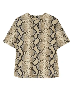 Jil Sander ヘビ柄プリント コットンTシャツ ブラウン - サムネイル1