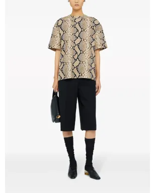 Jil Sander ヘビ柄プリント コットンTシャツ ブラウン - サムネイル2
