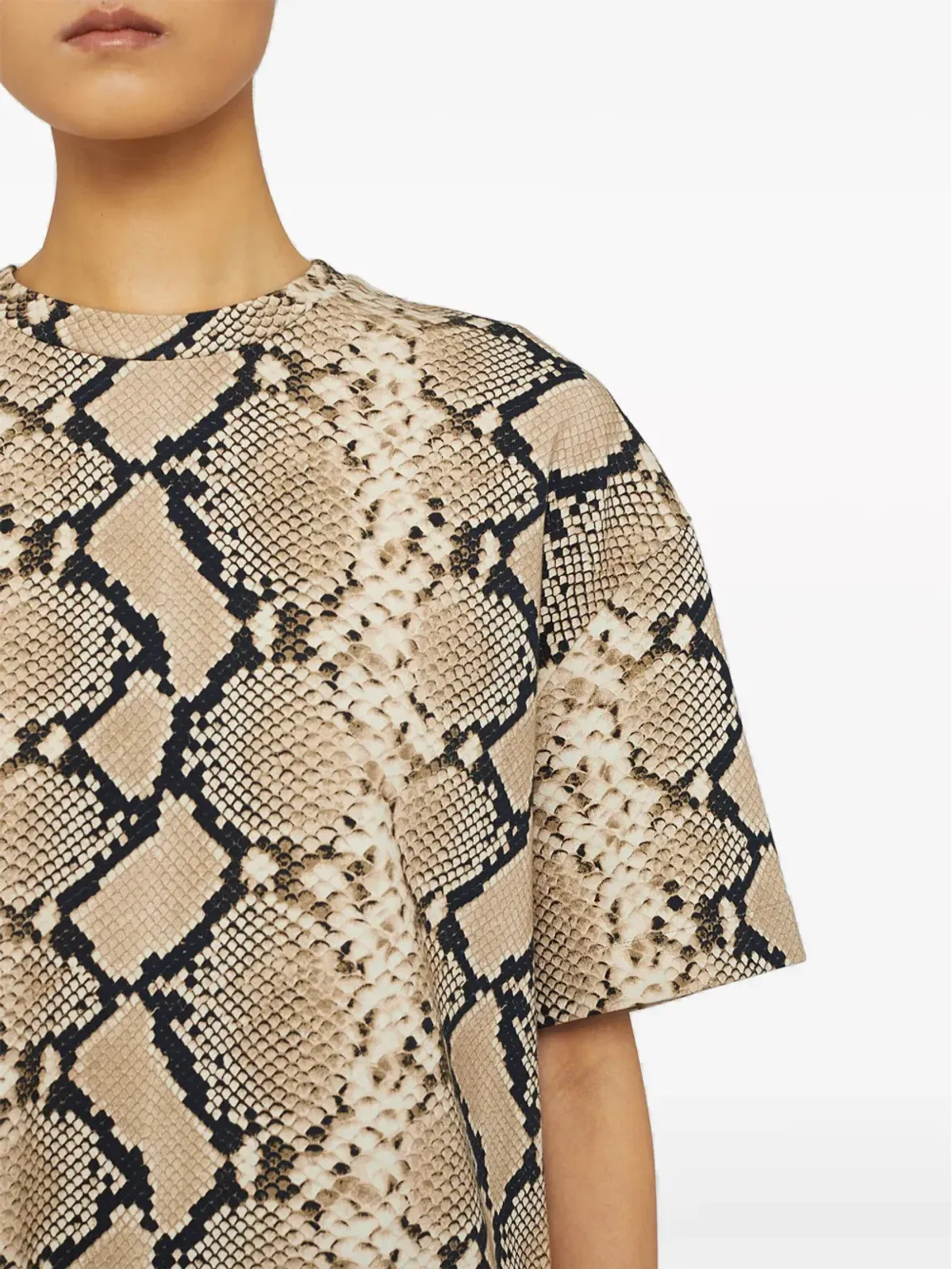 Jil Sander ヘビ柄プリント コットンTシャツ ブラウン - 画像4