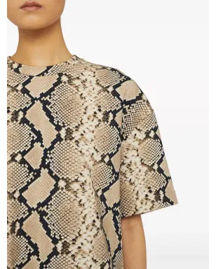 Jil Sander ヘビ柄プリント コットンTシャツ ブラウン - サムネイル4