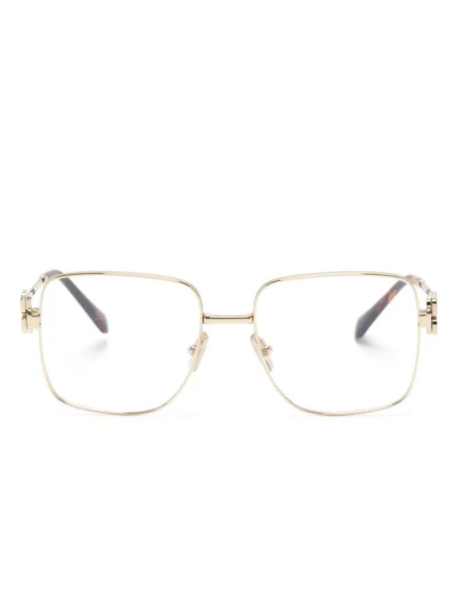 Miu Miu Eyewear Miu Miu Eyewear ロゴ入りスクエアフレーム眼鏡 - ゴールドの商品画像