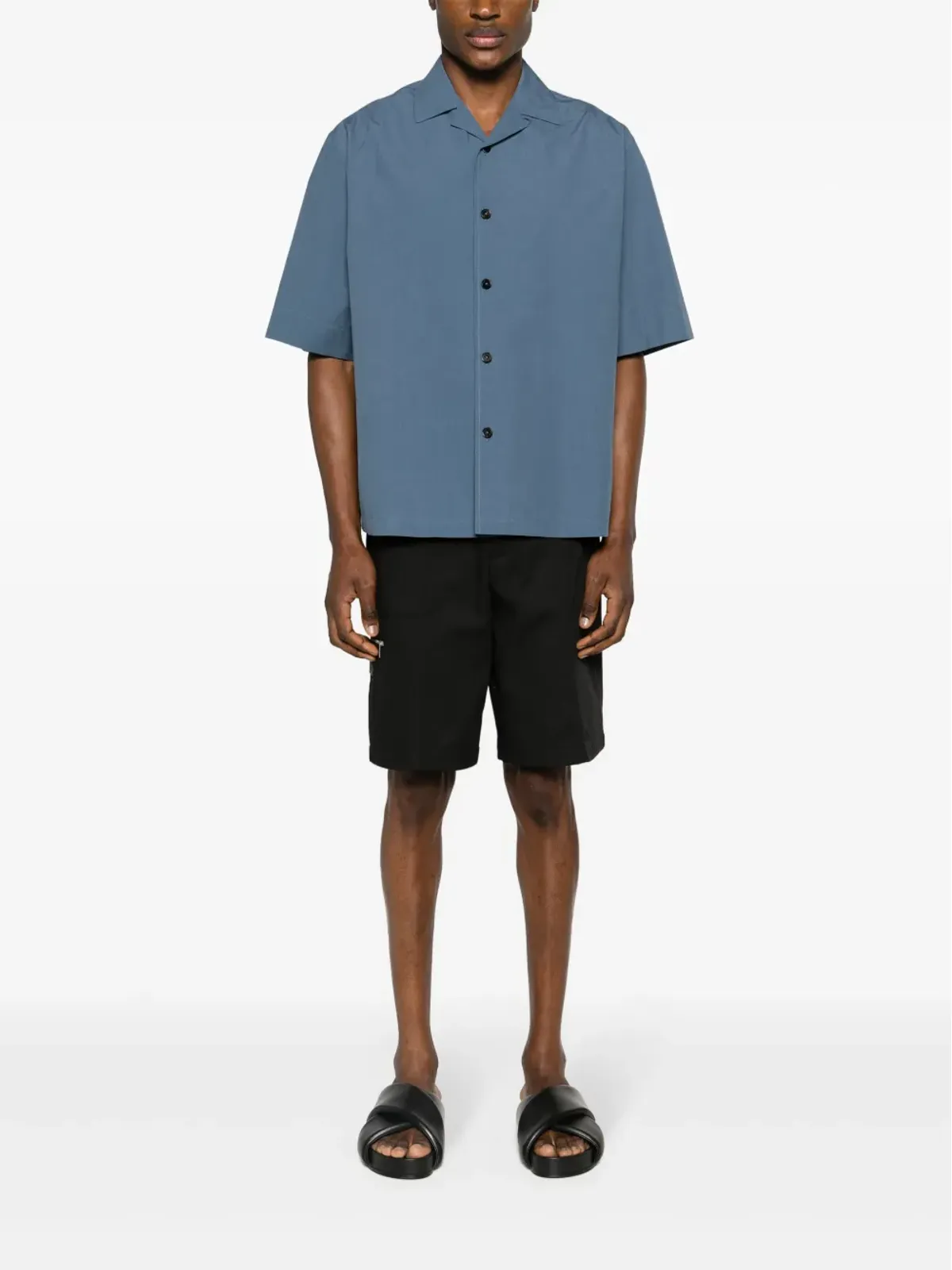 Jil Sander キャンプカラーのコットンシャツ ブルー - 画像2