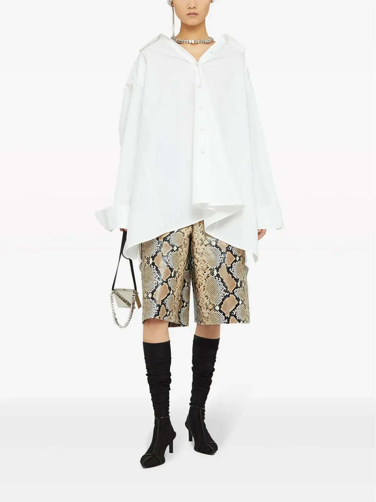 Jil Sander パイソン風エンボスレザー バミューダショーツ - ブラウン - 画像2