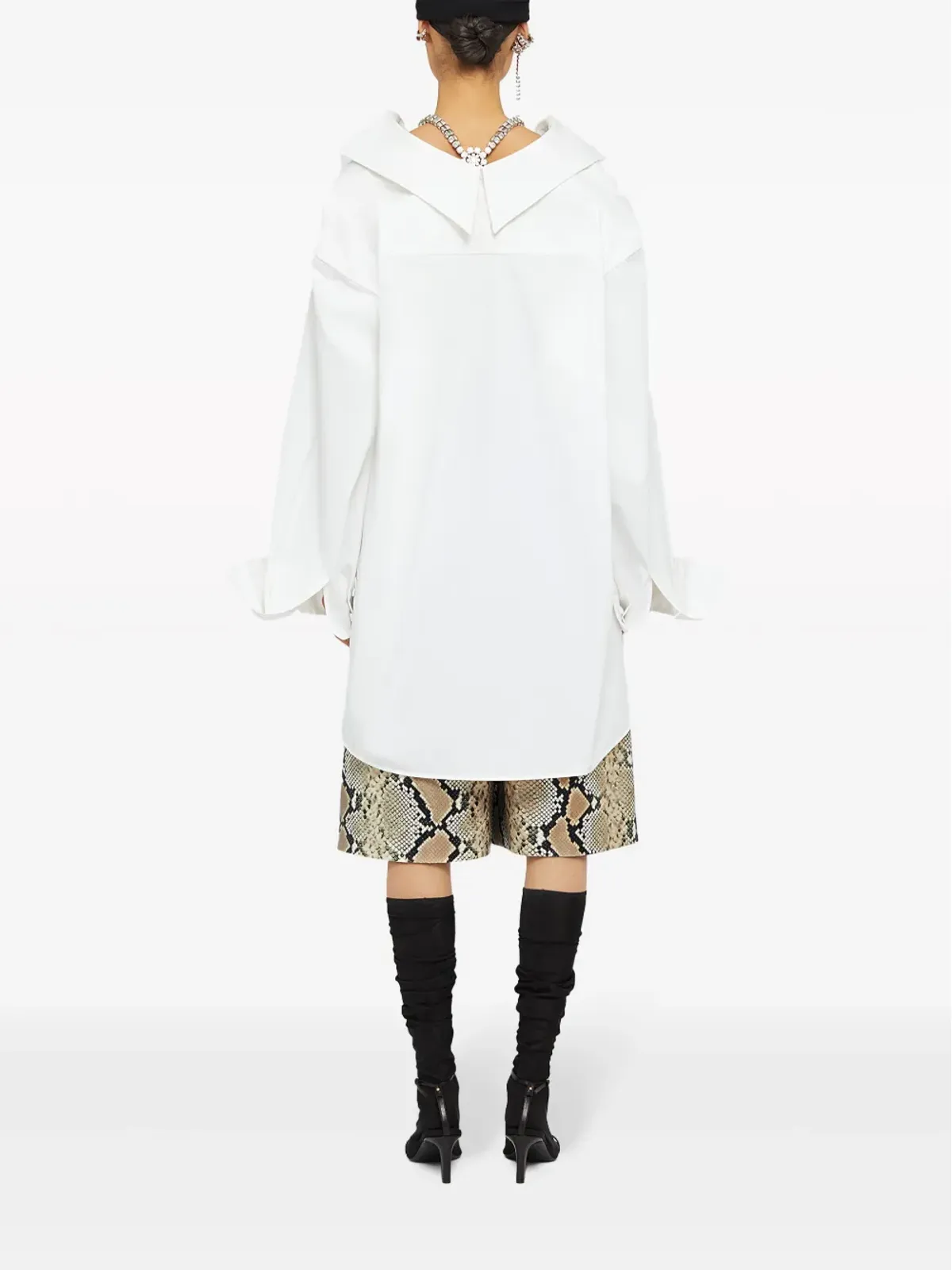Jil Sander パイソン風エンボスレザー バミューダショーツ - ブラウン - 画像3