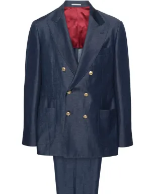 Brunello Cucinelli ブルー ダブルブレストスーツ - サムネイル1