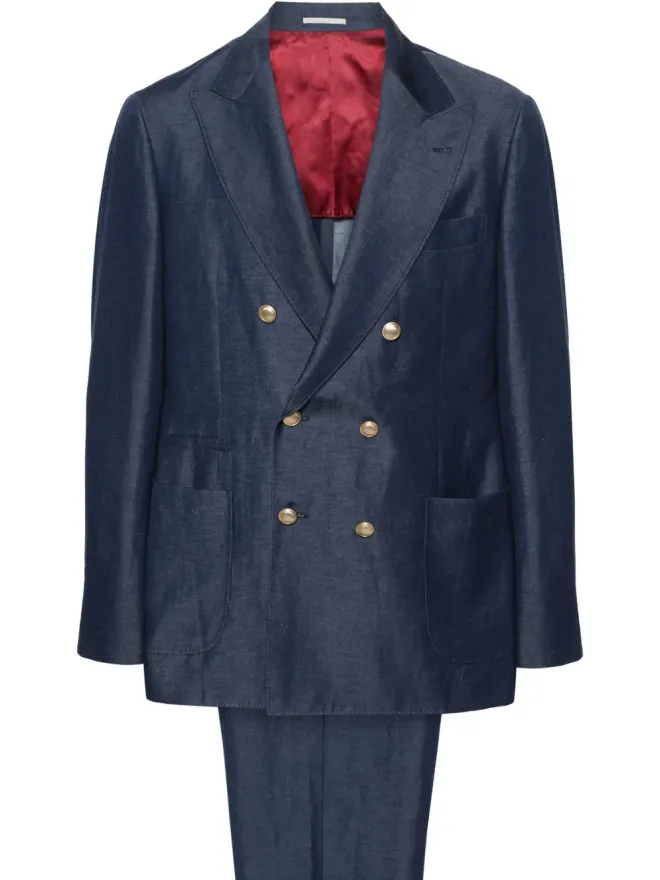 Brunello Cucinelli Brunello Cucinelli ブルー ダブルブレストスーツの商品画像