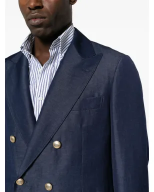 Brunello Cucinelli ブルー ダブルブレストスーツ - サムネイル5