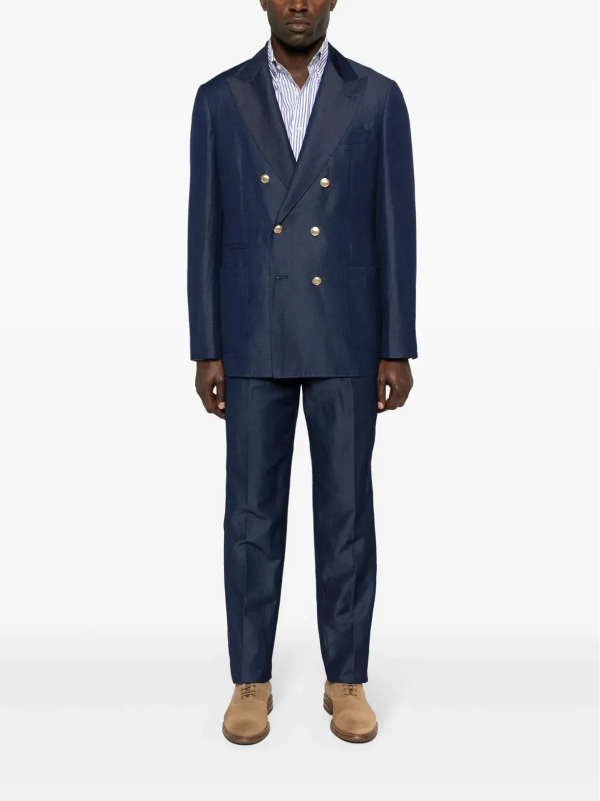 Brunello Cucinelli ブルー ダブルブレストスーツ - 画像2