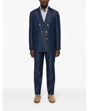Brunello Cucinelli ブルー ダブルブレストスーツ - サムネイル2