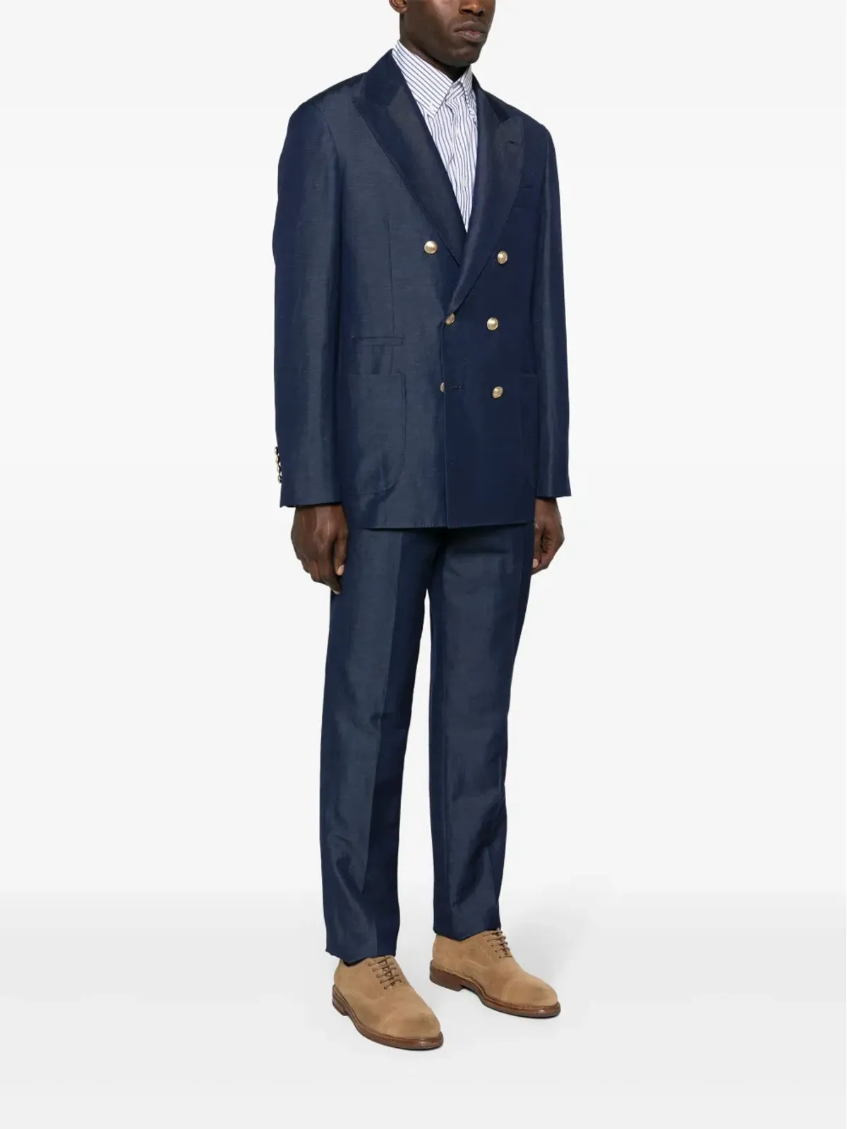 Brunello Cucinelli ブルー ダブルブレストスーツ - 画像3