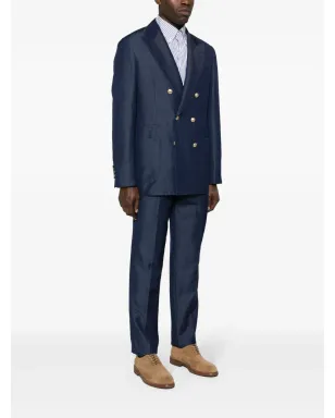 Brunello Cucinelli ブルー ダブルブレストスーツ - サムネイル3