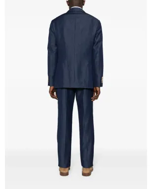 Brunello Cucinelli ブルー ダブルブレストスーツ - サムネイル4