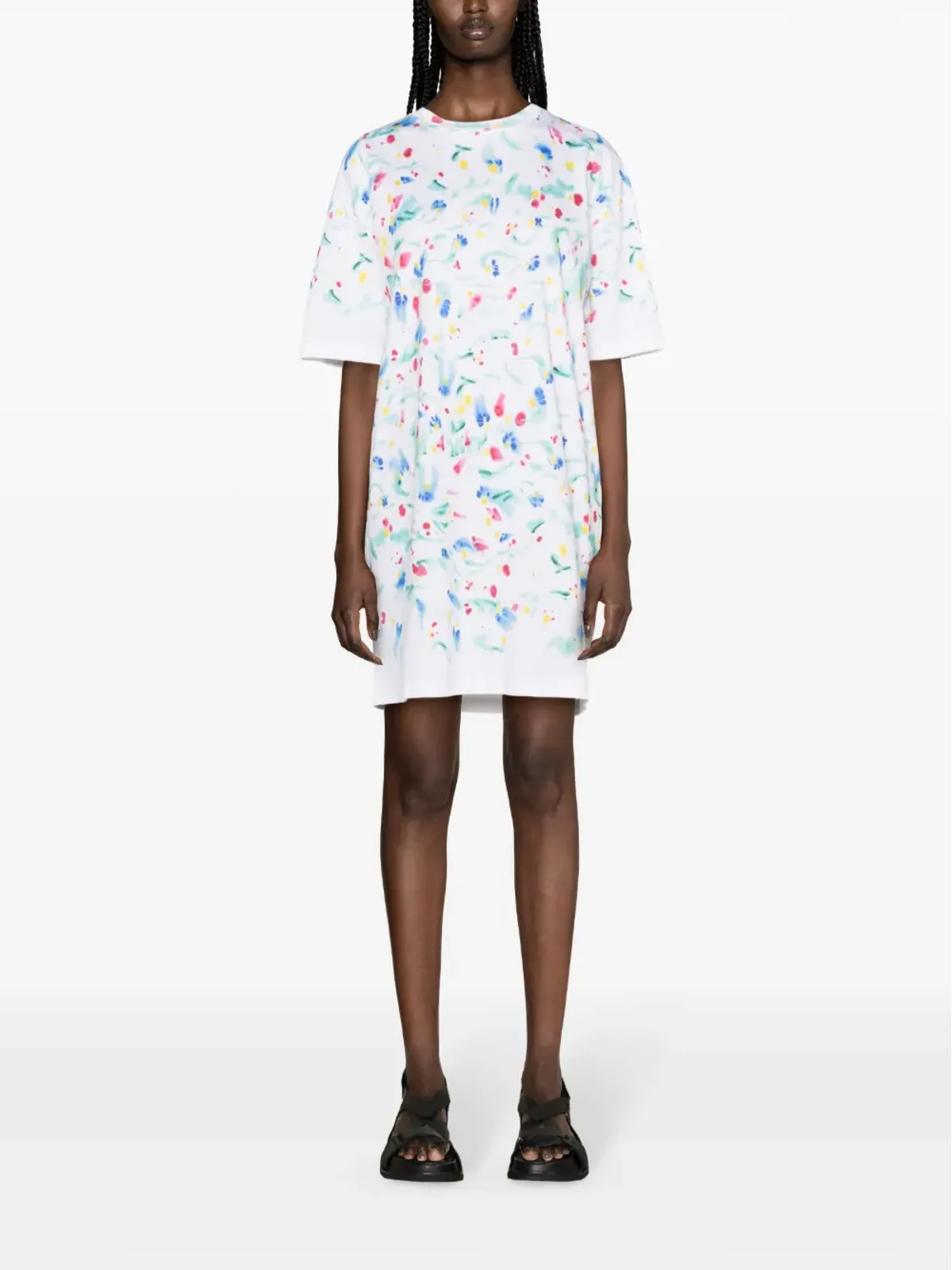 Marni アブストラクトプリント コットン Tシャツドレス - ホワイト - 画像2