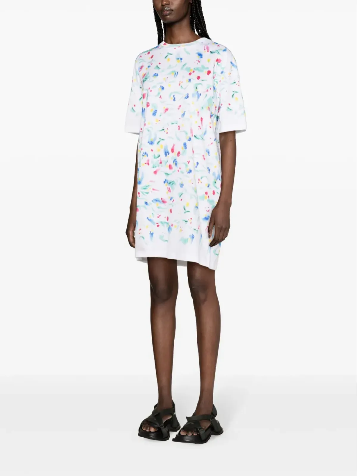 Marni アブストラクトプリント コットン Tシャツドレス - ホワイト - 画像3