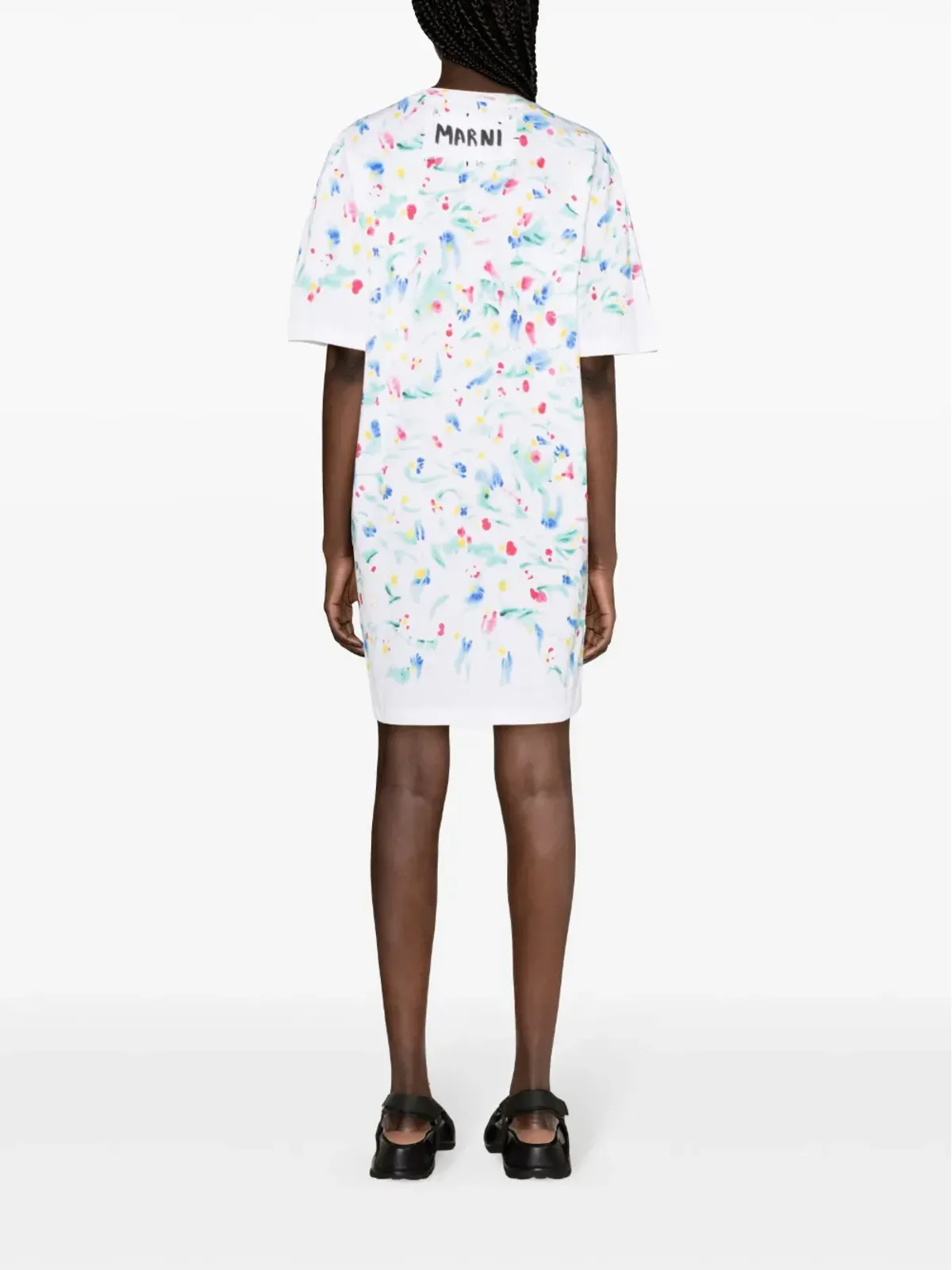 Marni アブストラクトプリント コットン Tシャツドレス - ホワイト - 画像4