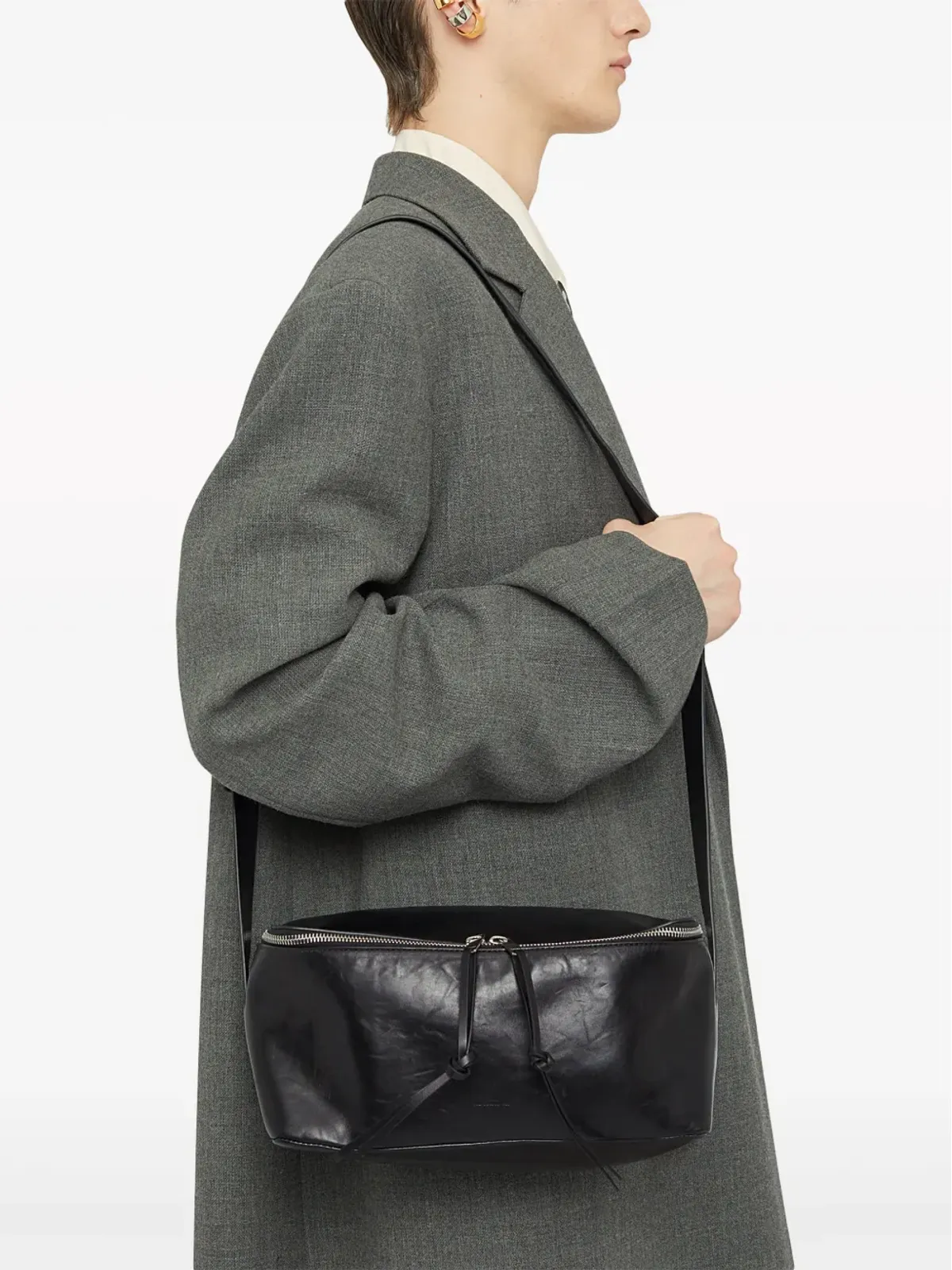 Jil Sander ミディアム レザー ショルダーバッグ - ブラック - 画像3