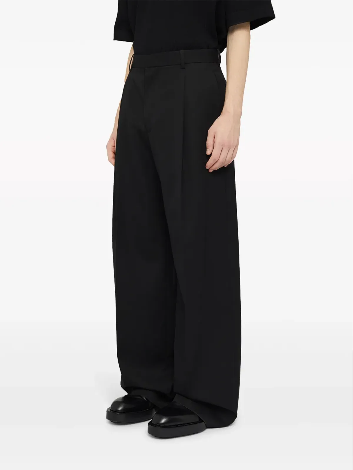 Jil Sander ハイウエスト テーラード ウール トラウザー - ブラック - 画像4