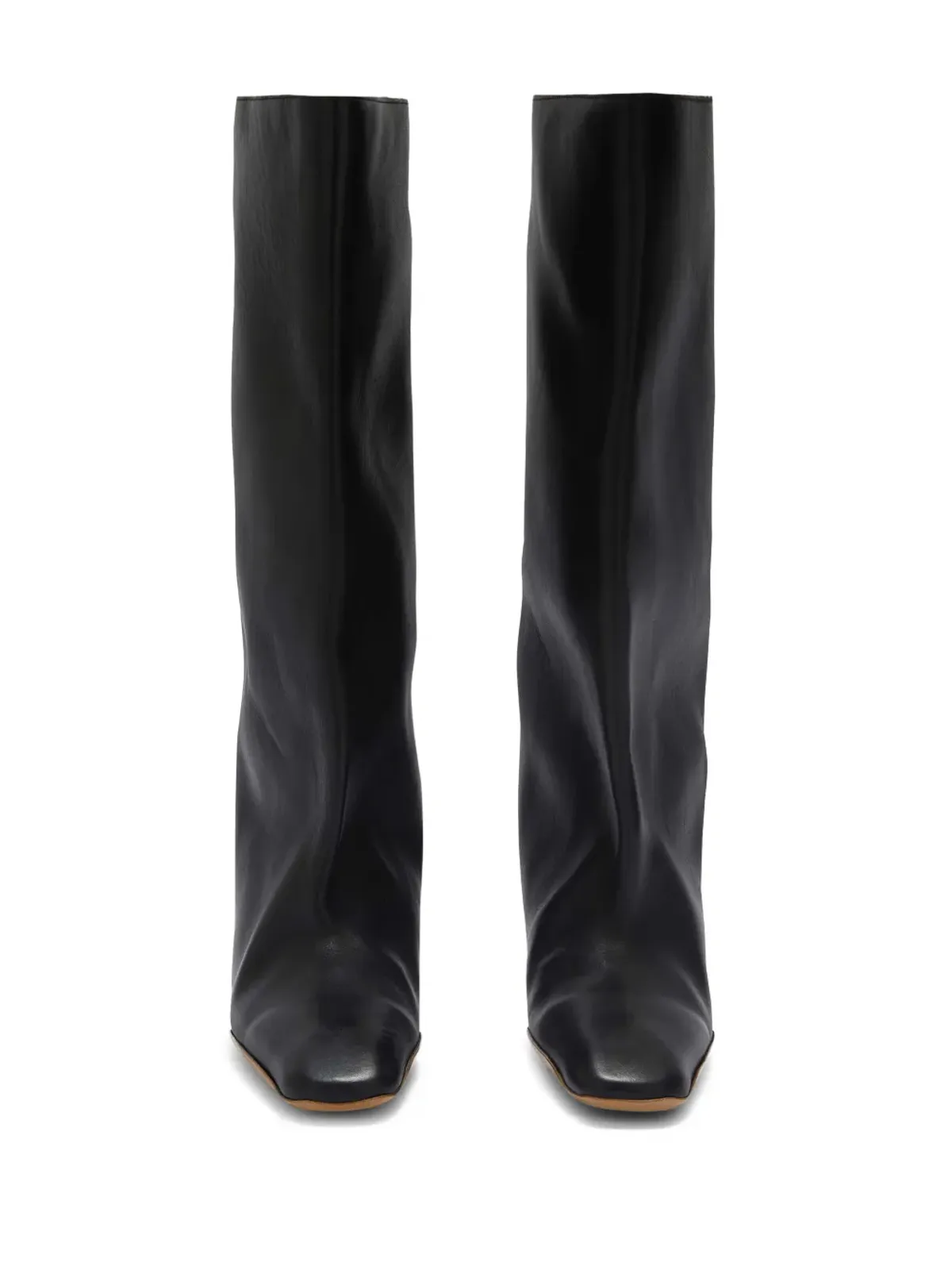 Jil Sander ブラック レザー ニーハイブーツ - 画像4