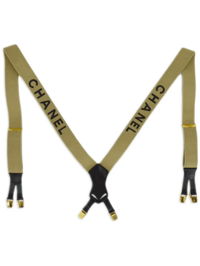 CHANEL Pre-Owned CHANEL ビンテージ ロゴジャカード サスペンダー ゴールドの商品画像