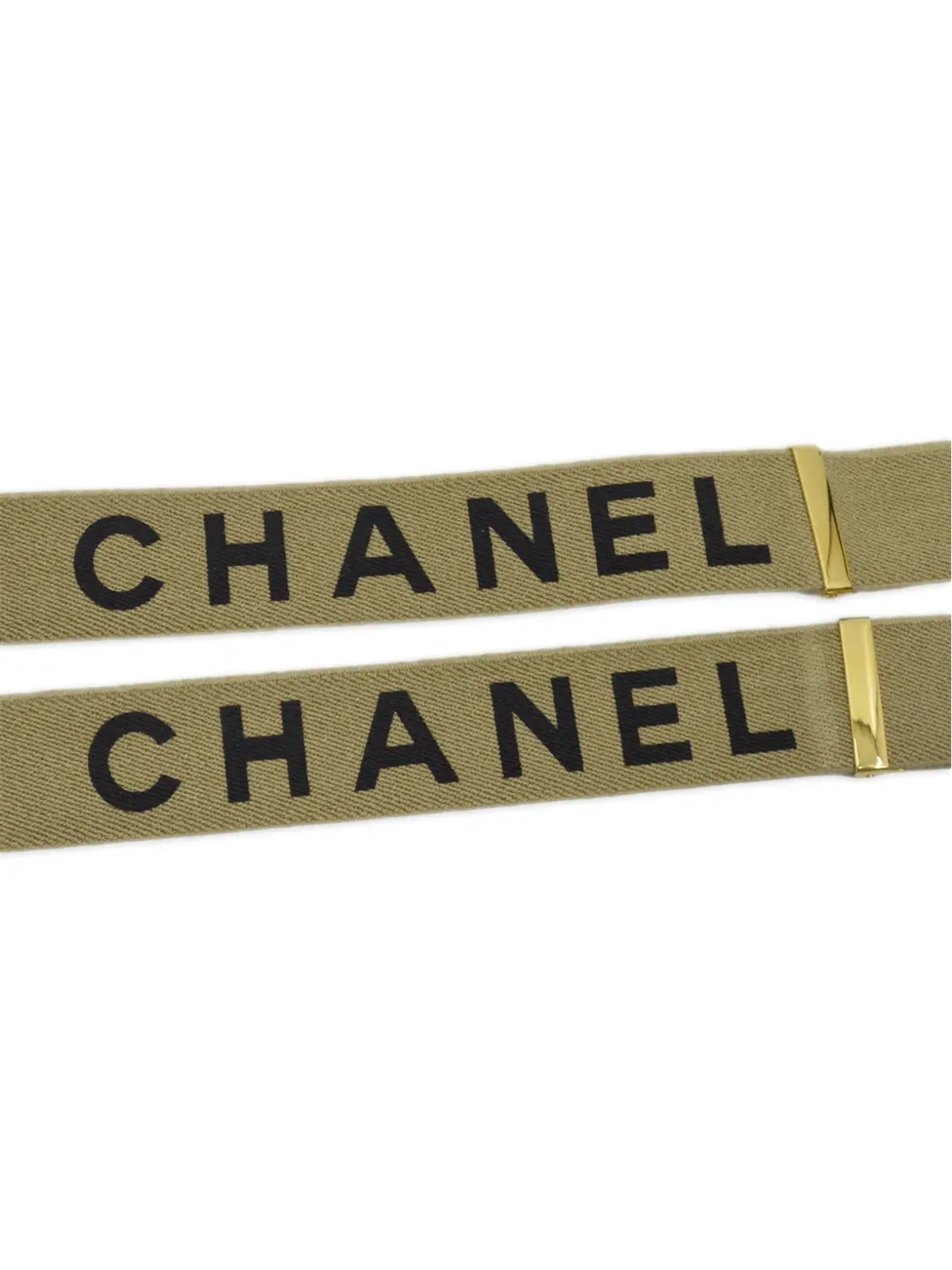 CHANEL ビンテージ ロゴジャカード サスペンダー ゴールド - 画像3