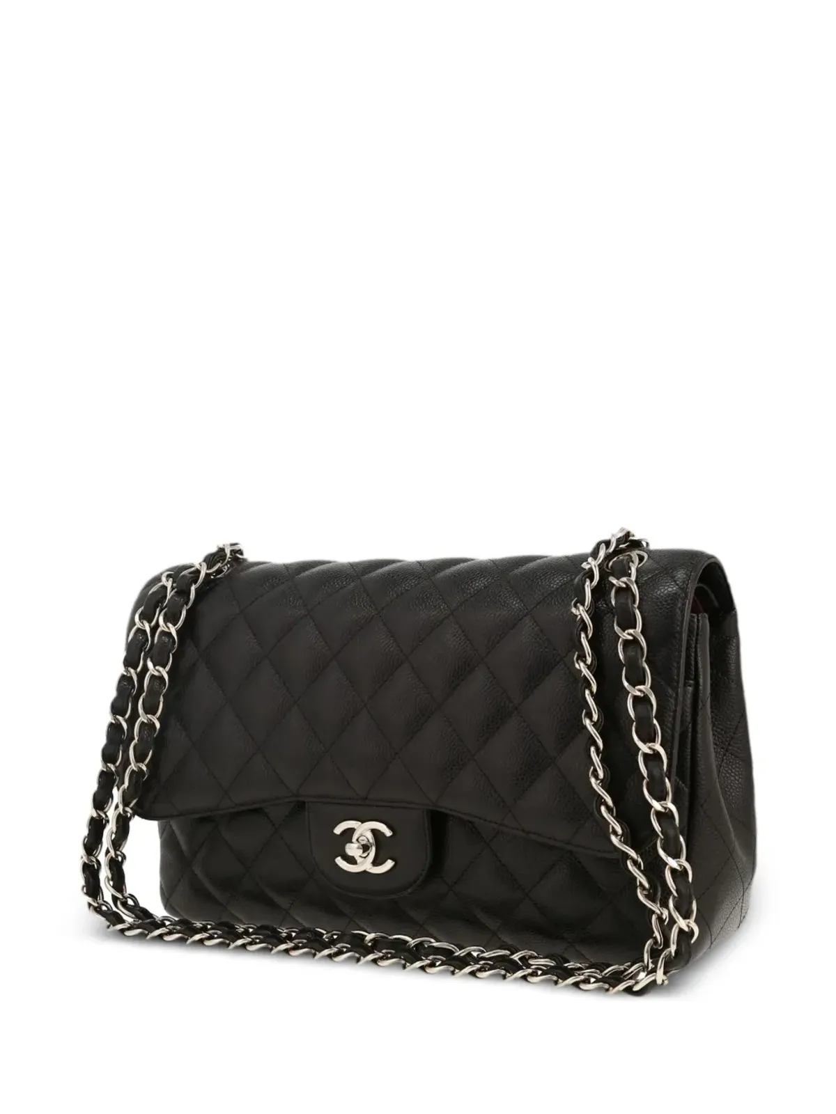 CHANEL ビンテージ 2017年 ダブルフラップ ジャンボ ショルダーバッグ ブラック - 画像4