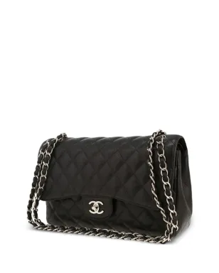 CHANEL ビンテージ 2017年 ダブルフラップ ジャンボ ショルダーバッグ ブラック - サムネイル4