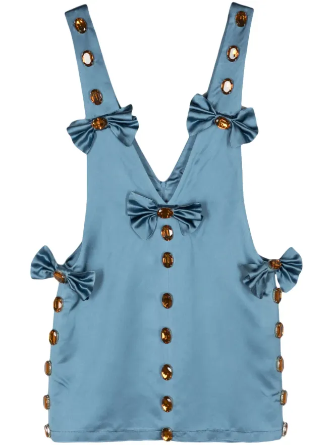Loulou Loulou クリスタル装飾付きサテンミニドレスの商品画像