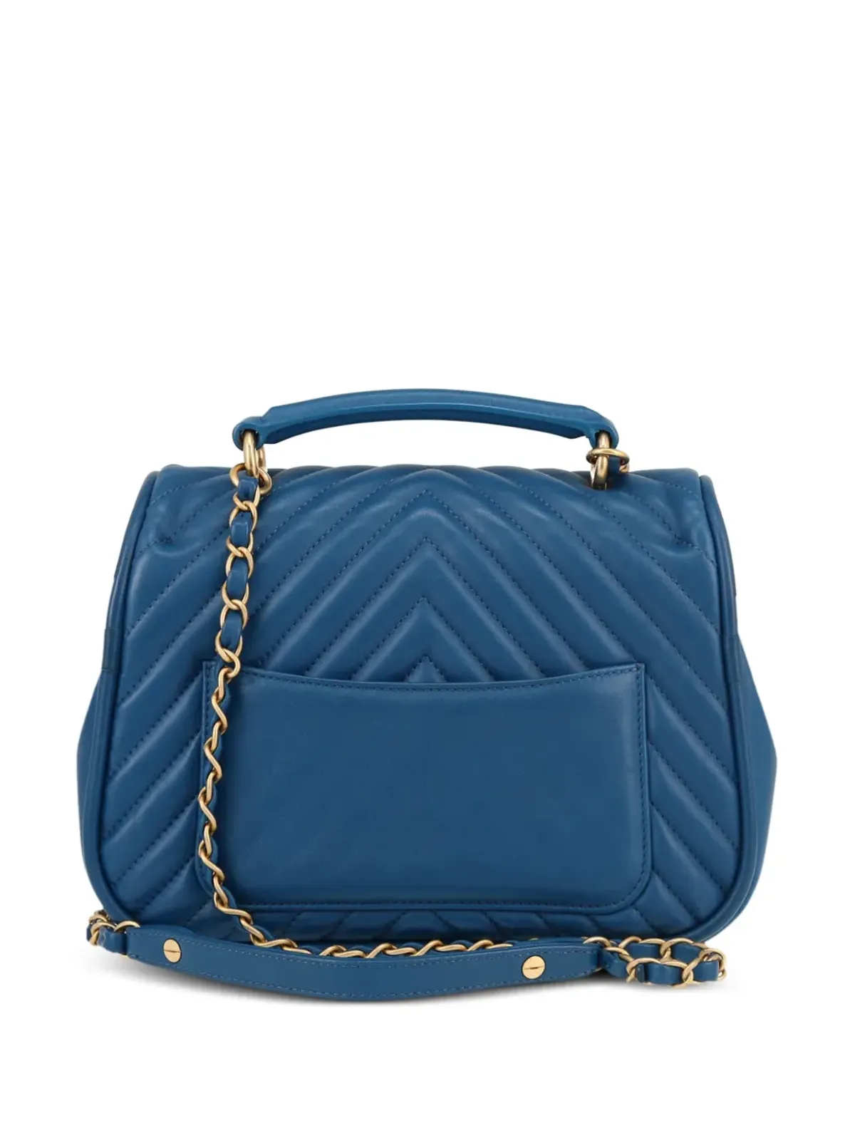 CHANEL ビンテージ 2018年 チェブロンキルティング ショルダーバッグ ブルー - 画像2