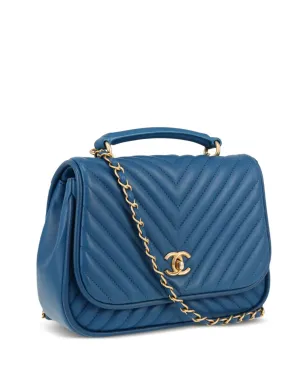 CHANEL ビンテージ 2018年 チェブロンキルティング ショルダーバッグ ブルー - サムネイル4