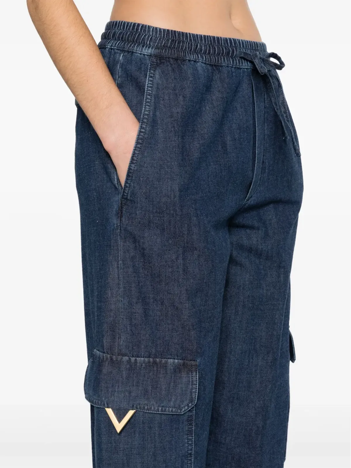 Valentino Garavani シャンブレー カーゴパンツ ブルー - 画像5