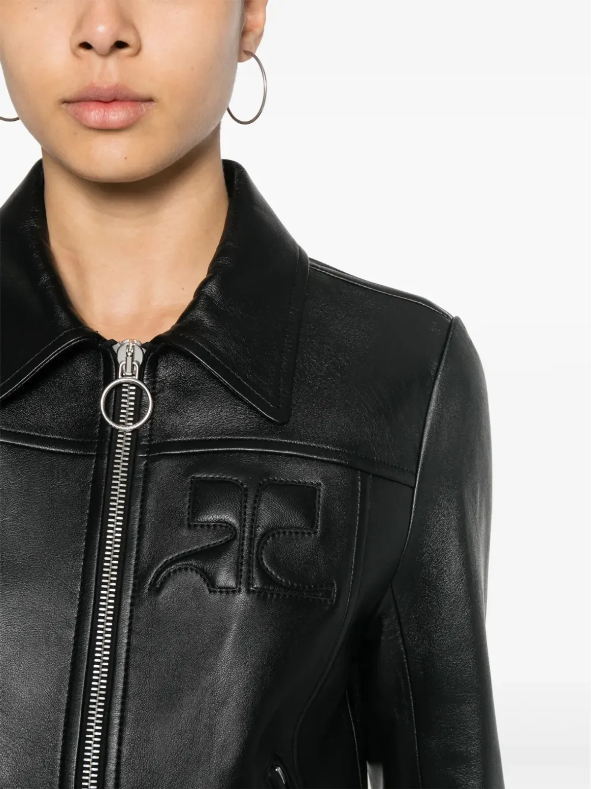 Courrèges アイコニック ジップアップ レザー ジャケット - ブラック - 画像5