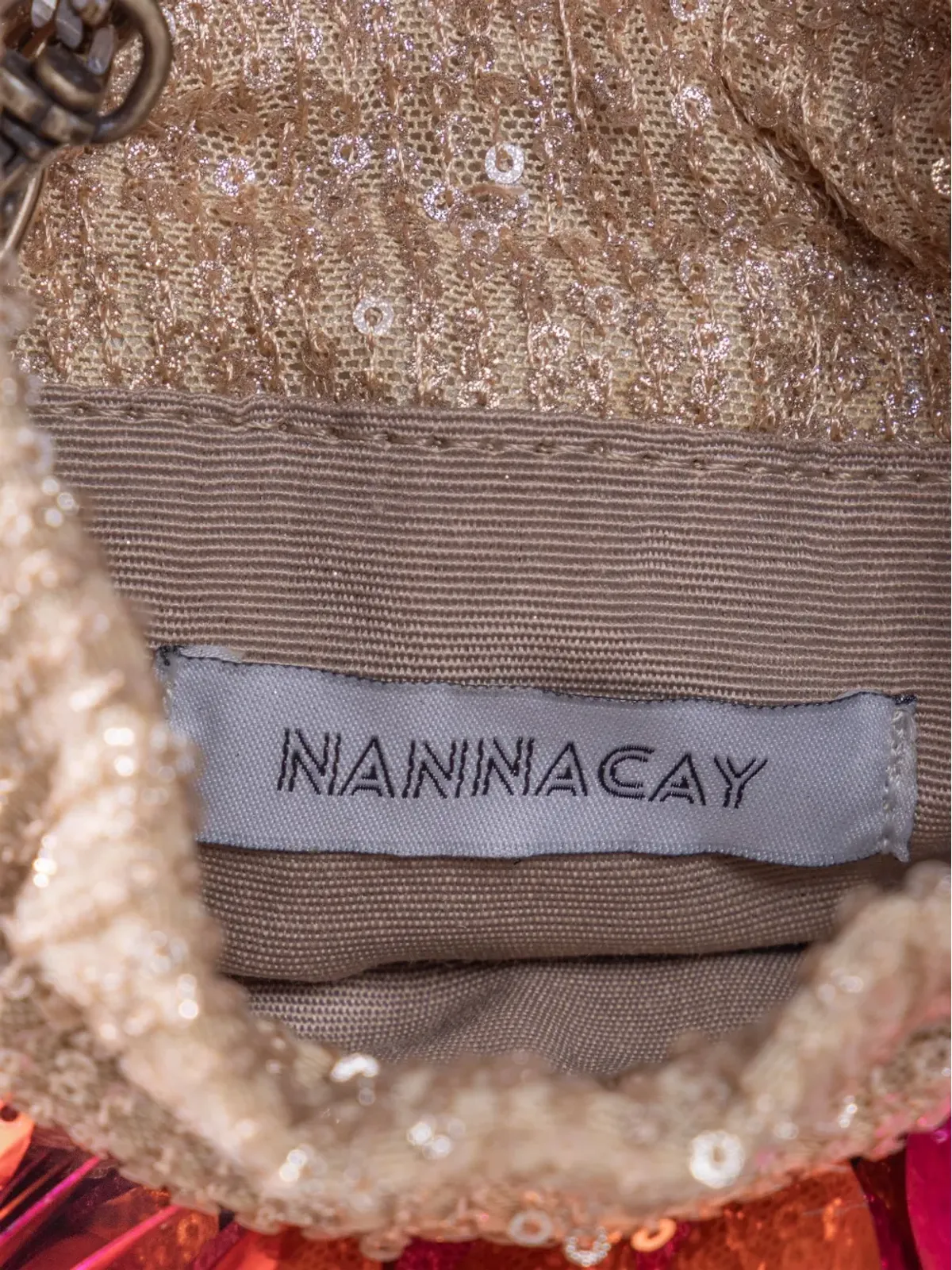 Nannacay Keely スパンコール付きバケツバッグ オレンジ - 画像5