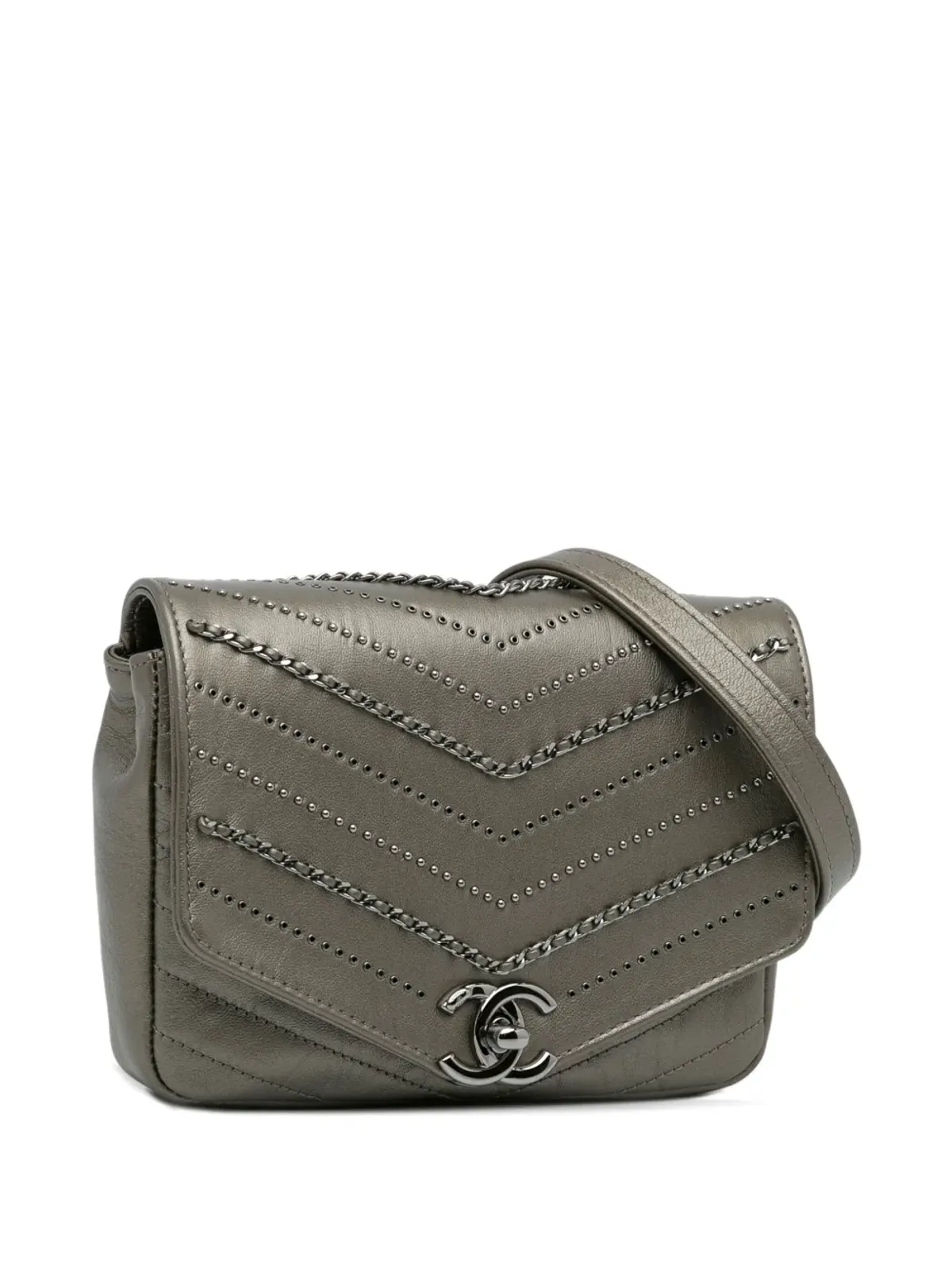 CHANEL Pre-Owned 2018-2019 小型 Data Center Envelope クロスボディバッグ - ゴールド - 画像3