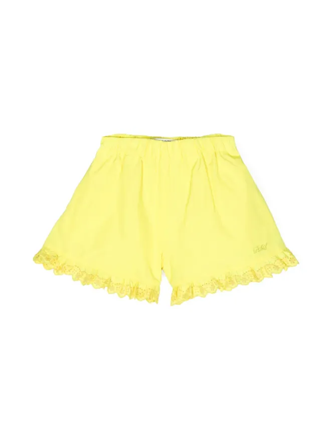 Philosophy Di Lorenzo Serafini Kids Philosophy Di Lorenzo Serafini Kids ブロderie anglaise-トリムショーツ - Yellowの商品画像