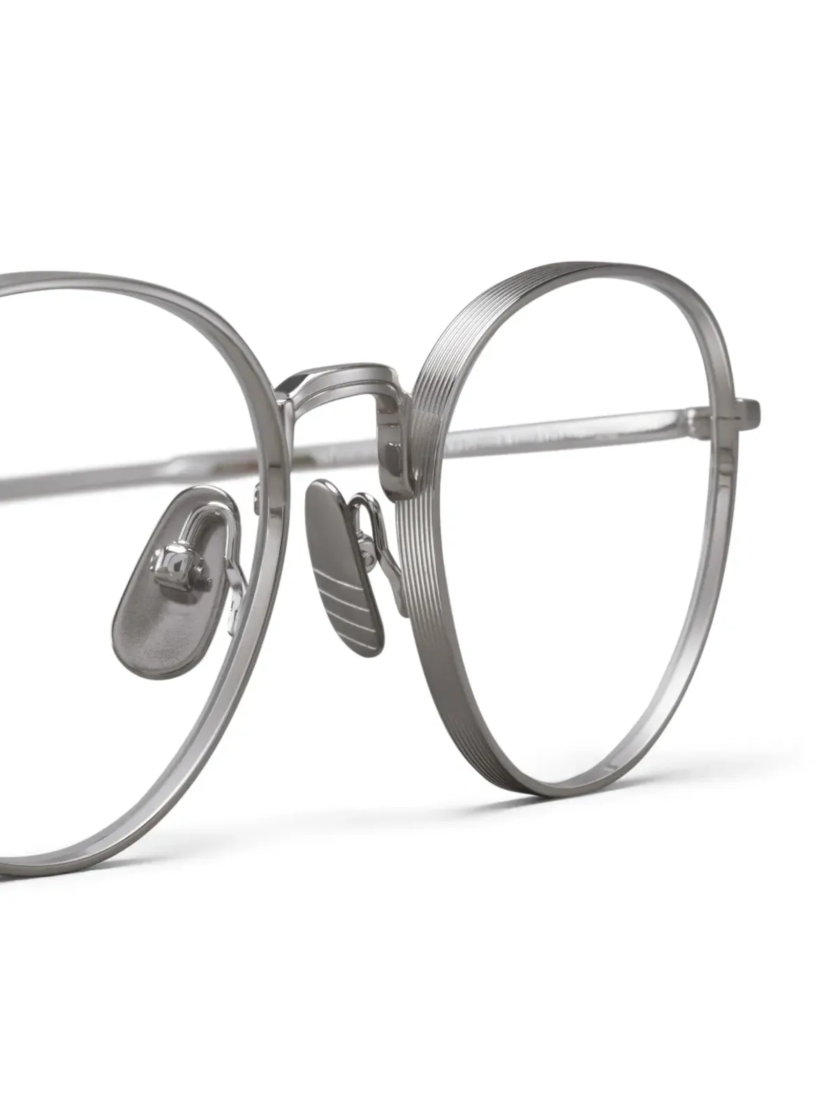 Thom Browne Eyewear ラウンドフレームのチタンメガネ - シルバー - 画像3