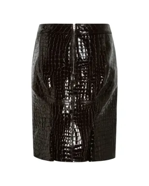 TOM FORD エンボスレザー スカート - ブラウン - サムネイル2